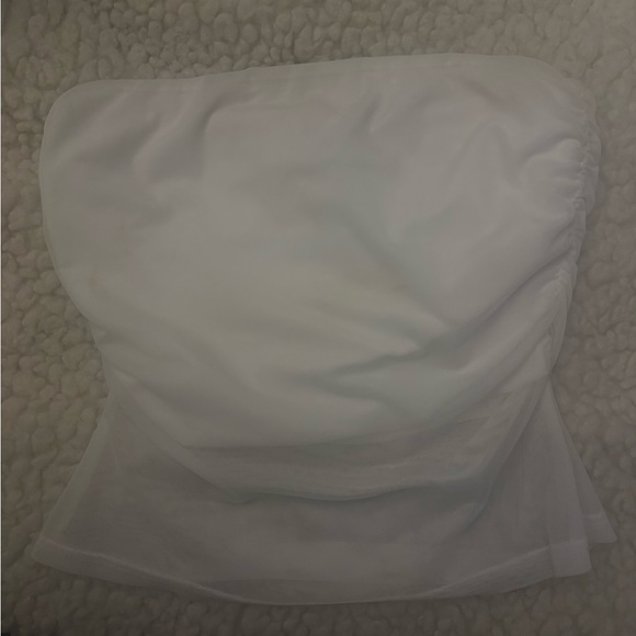 Tiger Mist White Ruched Strapless top - Picture 2 of 5